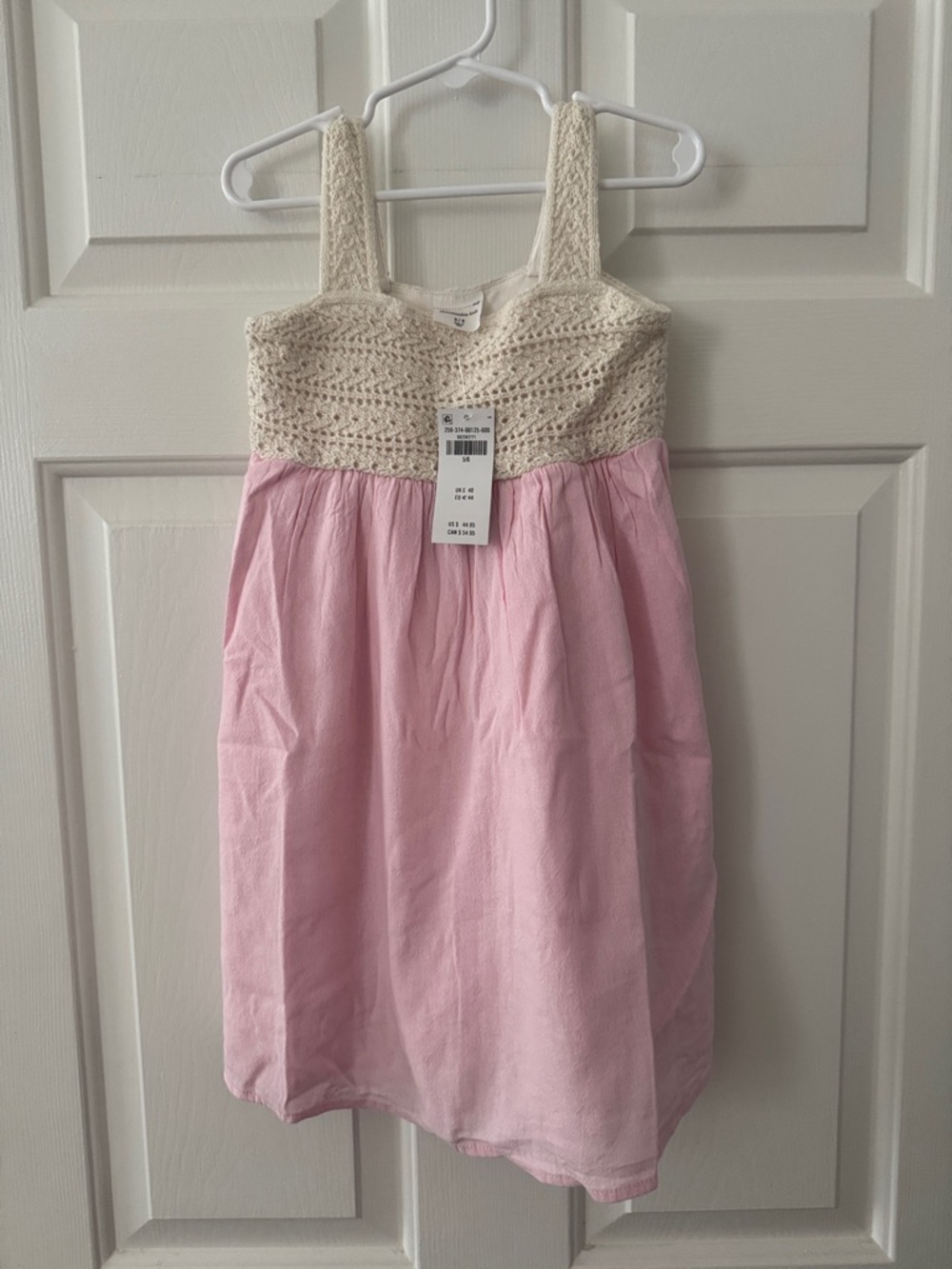 abercrombie kids Cream Crochet Top Pink Skirt Dress - new with tags - size 5/6